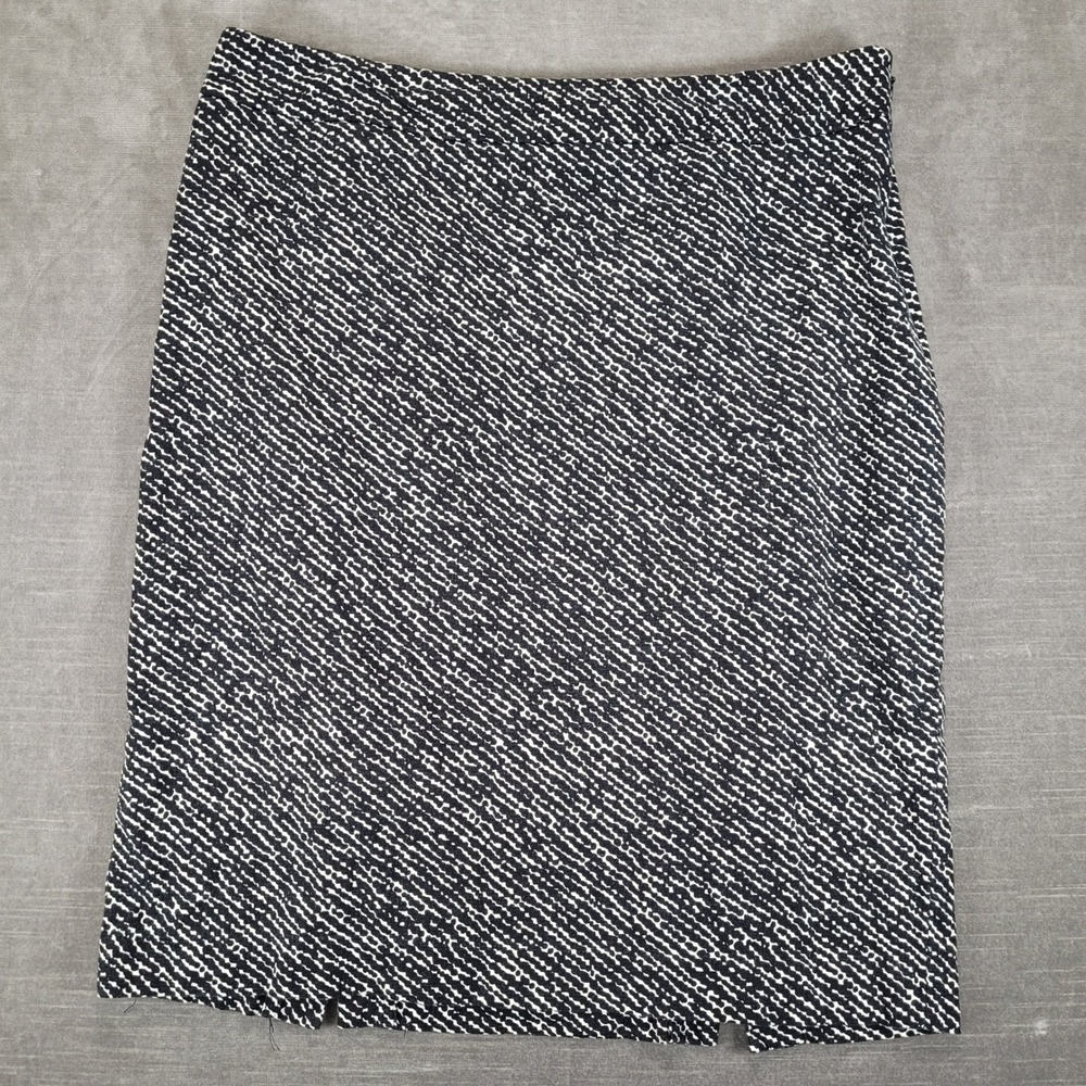 New York & Company Women 12 Black White Geometric Textured Stretch‎ Pencil Skirt